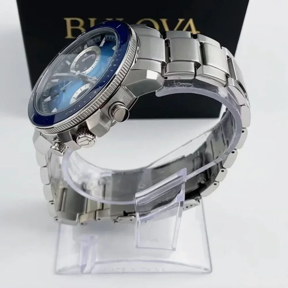 Bulova Classic Marine Star Blue White Dial Men's Chronograph Watch 45mm